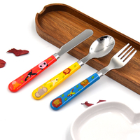 Couverts en argent pour bébé Hôtel Dessert Argenterie Couteau à steak Fourchette Cuillère Fait à la main Enfants Couverts en acier inoxydable Coffret cadeau portable