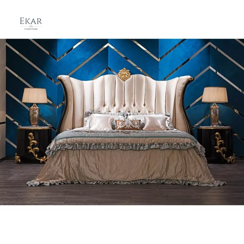 Luxe Koninklijke Meubels Italiaans Gesneden Houten Super Kingsize Bed Massief Beukenhout Slaapkamer Set Kingsize Bed Super Kingsize Bed