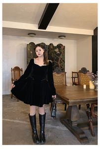 Elegante abito Midi Gala <span class=keywords><strong>taglie</strong></span> forti stile francese con collo quadrato Splicing catena di diamanti abito da principessa sinuoso Vestido Corte Princesa - Product Image 2