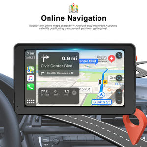 Podofo Reproductor Multimedia Inalámbrico Portátil para Automóvil con Pantalla HD de 7 Pulgadas, Radio para Automóvil con Carplay/Android Auto, AirPlay, Android Cast, Música por BT - Product Image 3