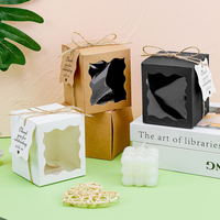 Boîte cadeau personnalisée en papier kraft avec fenêtre festonnée, petite boîte carrée en papier avec ficelle et étiquette de remerciement pour bougies, bijoux, mariage
