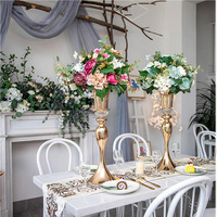 NOUVEAU Vase Doré pour Centres de Table de Mariage, Vase Trompette en Métal à Fleur avec Perles de Cristal, Grands Vases à Fleurs pour Décoration de Table et de Fête