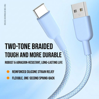 Câble de charge rapide USB-A vers Type-C tressé 3A en nylon blindé 1m/2m/3m pour écouteurs et tablettes iOS, en cuivre pur, vente en gros