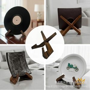 Wooden X-shaped Display Rack Solid Wood Creative <b>Stand</b> For <b>Records</b> Books Tableware Home Decor - Product Image 1