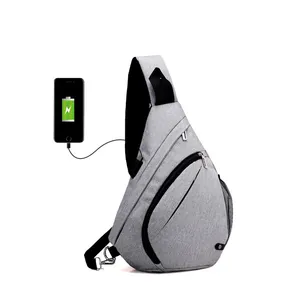 Пользовательские моды черный анти-кражи сумка зарядка через USB маленькая сумка через плечо для мужчин Смарт нагрудная Сумка-слинг для девочек-подростков