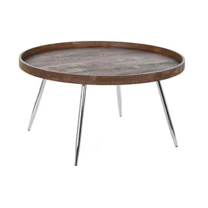 Table basse en acier MDF Dimensions 78x78x41,5cm Marron - Product Image 2