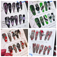 Nouveau à la mode Halloween 3D citrouille démon presse-sur les ongles Cat Eye Design ABS matériel pour les fêtes