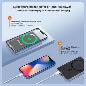 超薄型磁気ワイヤレスマグパワーバンク安全ポータブル充電器35W急速充電コンパクトポータブル10000mAhモバイルバッテリー - Product Image 6