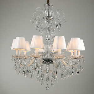 Lustre en cristal avec base d'ampoule E26, luminaire suspendu LED à 8 lumières pour salon, design mural, télécommande, hauteur réglable - Product Image 2