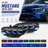 Pour Ford Mustang 2018-2022, ensemble de phares, mise à niveau LED RGB DRL, clignotants séquentiels, projecteur Bi-LED, Plug-and-Play