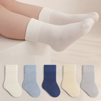 Mignon bébé chaussettes en gros coton chaussette 5 paires ensemble Pack filles garçons Double aiguille couleur unie bébé chaussette pour nouveau-né bébé enfants