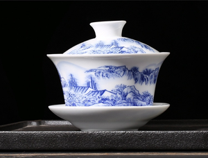 Kungfu Ceramic Gaiwan Set Popular 200ml <b>Drinkware</b> Fashionable Unique Design for Office Living Room Hot Sale From China Warehouse - Product Image 2