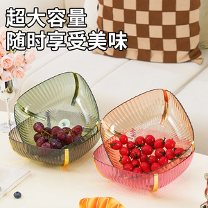 Square Fruit Platter Glass With Gold Trim For Home Party Snack Serving Luxury Retro Design - Product Image 5