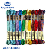 Lot de 12 fils à broder métalliques écologiques 150D/2*6 pour point de croix, 8 mètres, en boîte, 12 couleurs pour le tricot