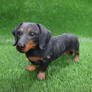 Fabrika fiyat açık bahçe köpek heykel yaşam boyutu gerçekçi reçine dachshund köpek heykelcik