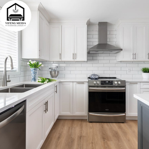 Hiện Đại Nội thất nhà bếp sang trọng tùy chỉnh Modular có độ bóng cao cửa kính nhà Bếp tủ thép không gỉ - Product Image 1