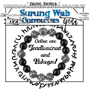 <span class=keywords><strong>Bracciale</strong></span> Unisex di Alta Qualità in <span class=keywords><strong>Ossidiana</strong></span> <span class=keywords><strong>Nera</strong></span> Naturale con Otto Perle d'Argento, Catena a Croce Thailandese Retrò e Trendy per Feste - Product Image 2