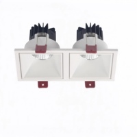 Spot encastré carré LED moderne - Matériau en aluminium, design anti-éblouissement à tête simple/double, éclairage intérieur IP44
