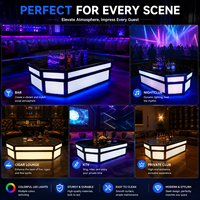Table de bar moderne avec cadre carré et barre lumineuse LED rechargeable, plateau en métal pour discothèque, bar, mobilier commercial