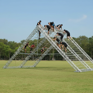 Structure <span class=keywords><strong>de</strong></span> toit pyramidale double couche en alliage d'<span class=keywords><strong>aluminium</strong></span> argent-noir pour parcours d'obstacles Spartan pour adultes Thomas - Product Image 2