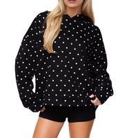 Nouvel Arrivage 2026 – Sweat à Capuche Oversize Femme à Pois, Manches Longues, Épaules Tombantes, Imprimé Graphique, avec Poche