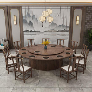 Mesa de Comedor Eléctrica de Estilo Chino, Mesa Redonda Grande con Rotación Automática - Product Image 3
