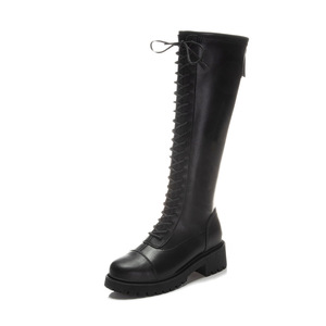 Botas Femininas de Cavaleiro Atacado Direto da Fábrica - Botas de Cano Alto com Cadarço para Outono e Inverno - Product Image 2