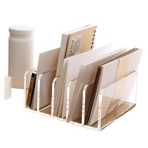 Acrylic Desktop <b>File</b> Organizer 3 5 Compartment Document <b>Storage</b> Rack Office Desk Organizer Transparent With Compartments - Product Image 1