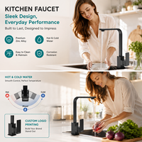 Robinet de cuisine moderne en alliage de zinc durable, mitigeur monocommande avec cartouche céramique, monotrou, eau chaude et froide, finition chromée