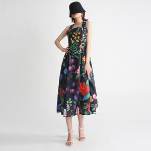 TWOTWINSTYLE moda donna di lusso di qualità <span class=keywords><strong>con</strong></span> collo quadrato abiti lunghi senza maniche ricamati <span class=keywords><strong>perline</strong></span> stampati elegante abito Casual - Product Image 4