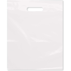 Custom Waterproof LDPE Recyclable Shopping Bag Die Cut Hand Length Handle Side Gusset for Shoes/Clothes/Belts/Wallet Packaging - Product Image 1