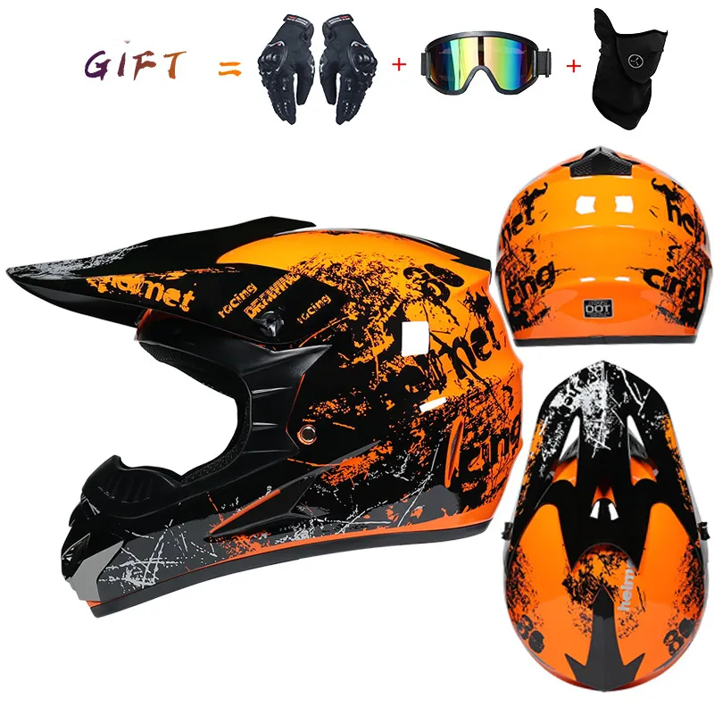 VIRTUE Fancy graphics decals OFF ROAD ATV Full Face Motocross Helmet Black Racing Helmet Effectively Protects Head Safety