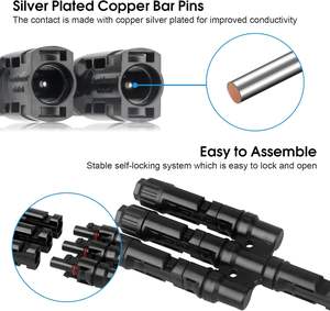 Connecteurs de câbles solaires de type T FFFM+<span class=keywords><strong>MMMF</strong></span> 1 à 3 mâles/femelles parallèles, étanches IP67, pour panneaux solaires photovoltaïques, 1000 V 30 A - Product Image 4