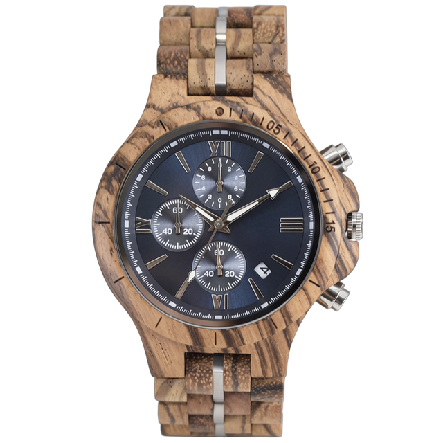 High-end New OEM Design Men's Chronograph Quartz Watch All-Natural Wooden Wrist Watch
