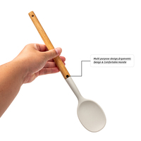 Ensemble d'outils de cuisson antiadhésifs de qualité supérieure Ustensiles de cuisine avec poignées en bois pour usage domestique Camping Restaurant