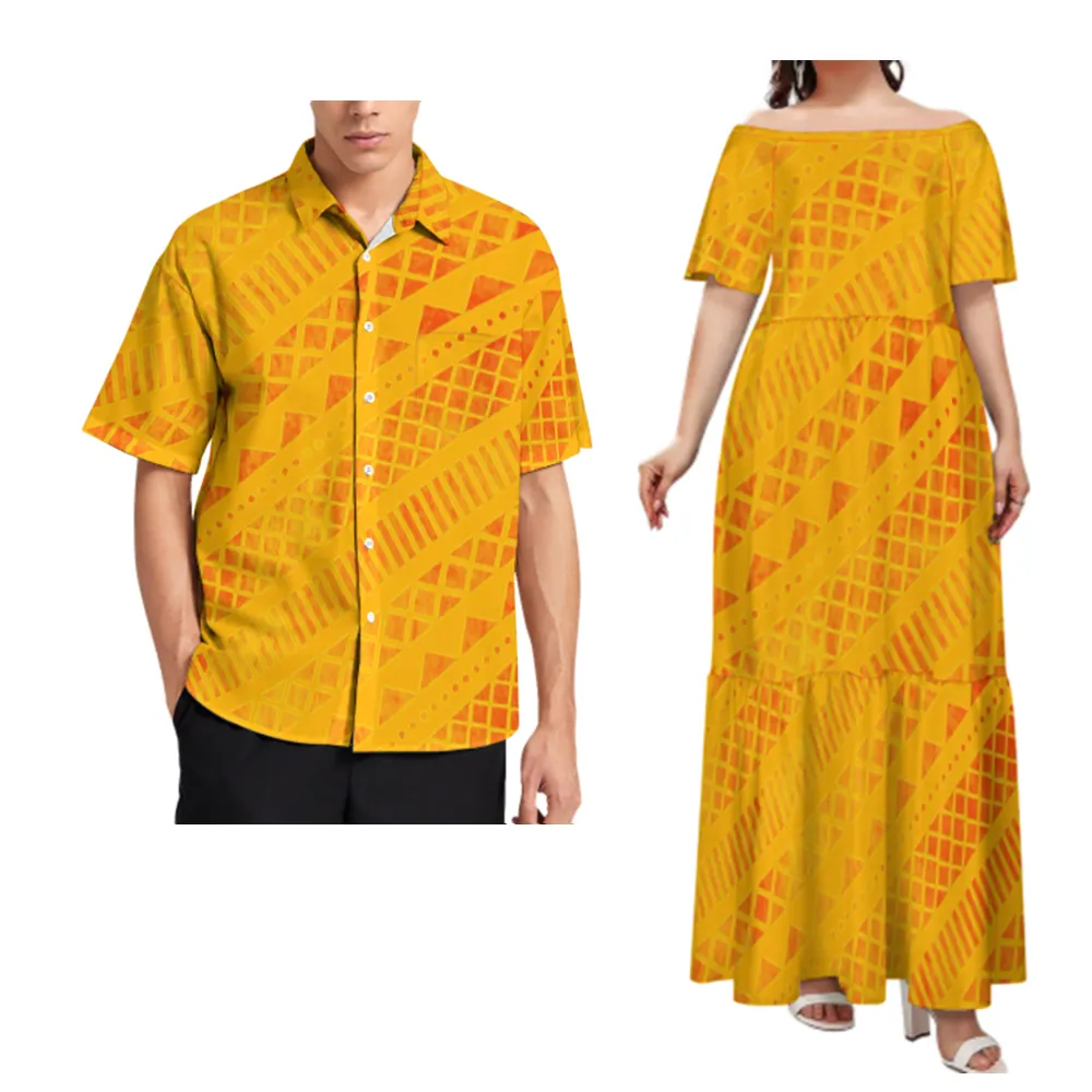 Sublimation Print Plus-Size Shirts And Long Dresses Custom Hawaiian Tropical Style 8XL Polynesian Milk Silk O-neck Tiered Dress