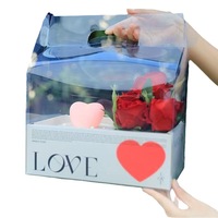 Caja de Regalo Transparente Personalizada de PET para Pasteles y Flores, con Asa, para Combinar con Ramos y Pasteles