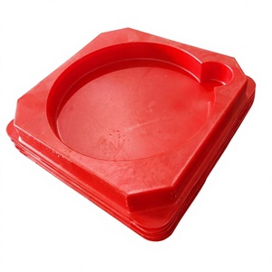 Plateau en plastique recyclable de luxe, rond et rouge, avec insert circulaire pour le rangement, usage occasionnel, matériau PP, articles de consommation jetables - Product Image 2