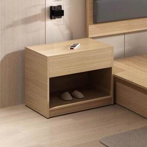 Table de chevet d'hôtel en bois, meuble de rangement compact de style contemporain de qualité hôtelière pour chambre et salon - Product Image 3