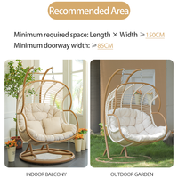 Fauteuil suspendu double en rotin Meiqi, multipack, balançoire de patio pour 2 personnes avec support en C pour patio, balcon, salon, loisirs