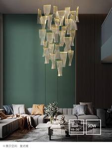 Lustre LED créatif postmoderne éclairage Duplex escalier rotatif Guide de lumière lampe suspendue salon Luminaires réglables - Product Image 3