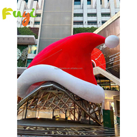 Chapeau de Père Noël gonflable géant commercial pour décoration de Noël et affichage publicitaire extérieur