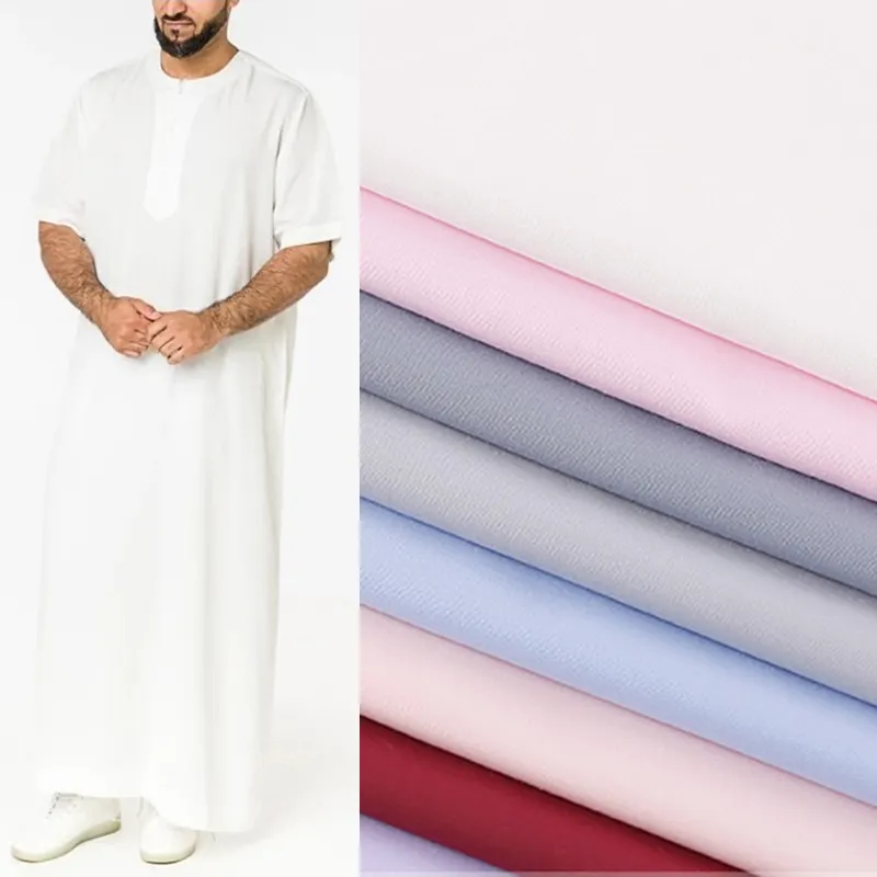 2024 novo design de tecido de poliéster fiado para homens thobe árabe à prova d'água e thobe tecido muçulmano