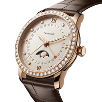 SPARKTIME luxe Premium bracelet en cuir montre pour hommes résistant à l'eau mécanique saphir cristal Phase de lune affaires mode