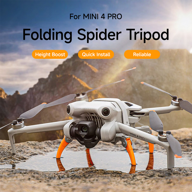 Elevated Spider Landing Gear Anti-slip Folding Tripod Rough Terrain & Puddle Protection for DJI Mini 4 Pro