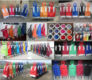 Carrello della spesa pieghevole con logo personalizzato, per supermercati e esterni, con ruote e funzione saliscale, in tessuto impermeabile - Product Image 4