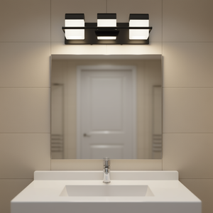 Led Black Iron <b>Bathroom</b> Vanity <b>Light</b> Fixture Dimmable 3 <b>Light</b> Wall Sconce Matt Black <b>Over</b> <b>Mirror</b> Lighting - Product Image 2