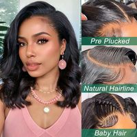 Peluca de Cabello Humano Barata al por Mayor Estilo Bob Corto con Encaje Transparente HD de 10 Pulgadas, Pelucas Bob Cortas con Cierre 4x4 para Mujeres de Raza Negra