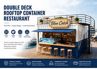 Restaurant Conteneur à Double Étage sur Toit, Café-Bar Personnalisé, Cuisine Commerciale, Kiosque Alimentaire pour Complexes et Parcs