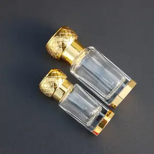 Custom Gold Logo And Pattern 3ml 6ml 12ml Black And Clear Arabian Attar Glass Essential Oil Bottles Gifts